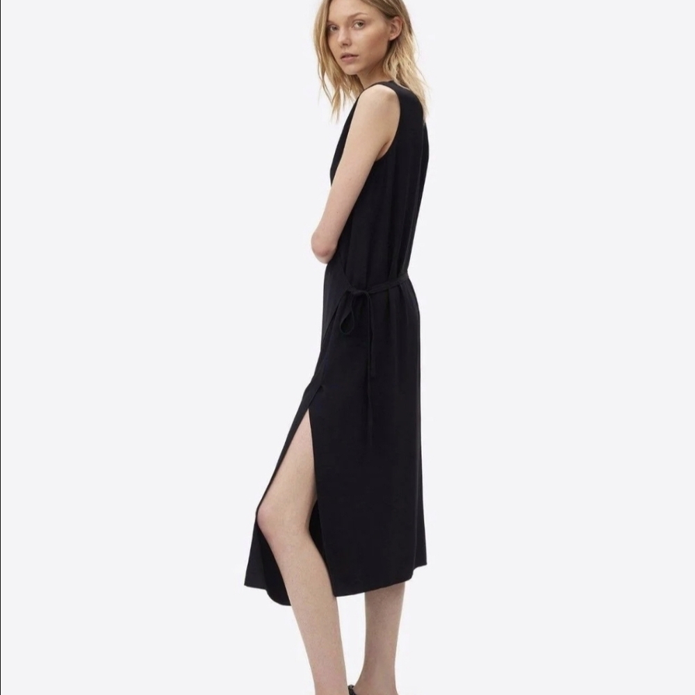 Helmut Lang Satin Back Crepe Overlap Dress.